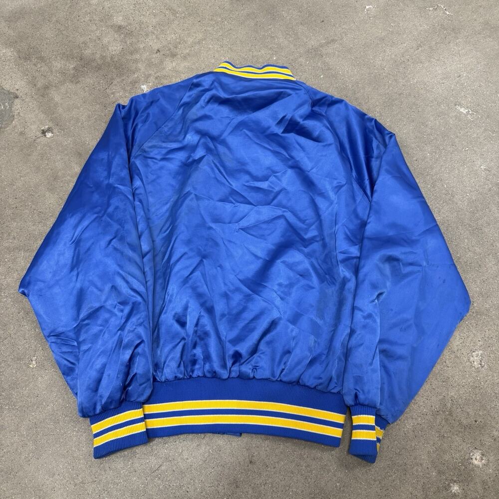 VINTAGE 80s NASA DRYDEN FLIGHT RESEARCH SATIN BOMBER SNAP JACKET BLUE MEDIUM USA - Picture 8 of 12